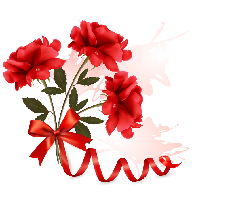 Red flower with ribbon design vector ribbon flower   