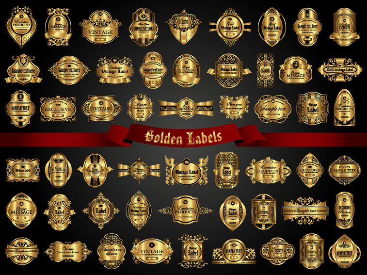 Classical golden labels luxury vector 03 luxury labels golden classical   