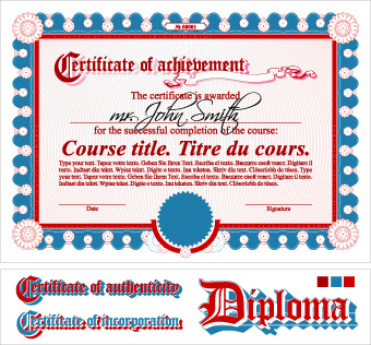 Diploma Certificate design elements vector set 04 element diploma design elements certificate   