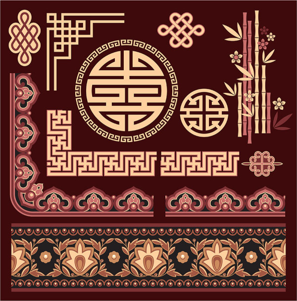 Chinese style floral decorative elements 02 elements element decorative decor   