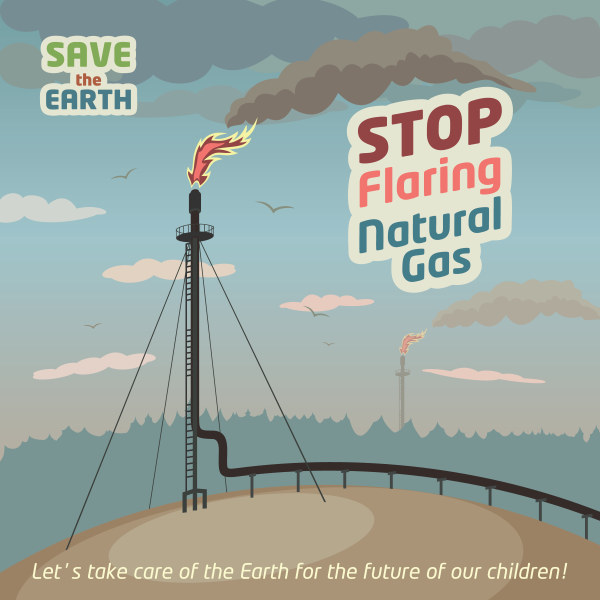 Stop flaring natural gas poster vector stop poster natural flaring design   