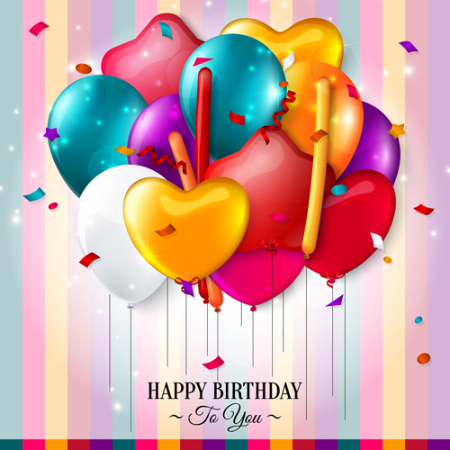 Birthday card with colored balloons vector 01 colored card birthday balloon   