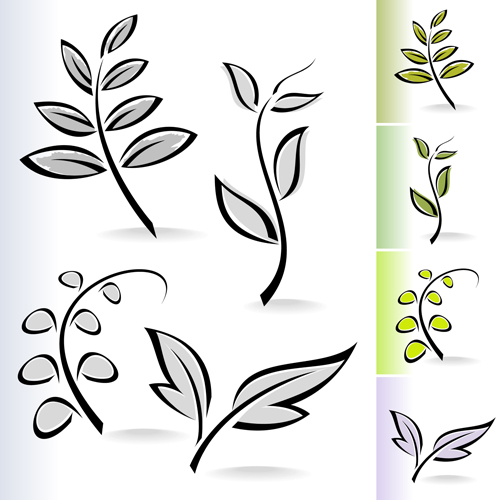 Simple leaf creative vector set 05 simple leaf creative   