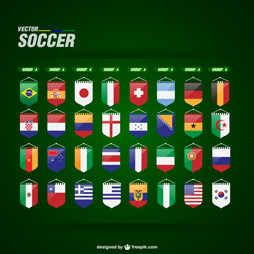 2014 brazil soccer world cup grouping national flag icons vector World Cup Soccer national flag national Brazil 2014   