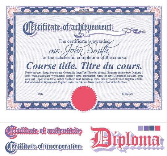 Diploma Certificate design elements vector set 05 element diploma design elements certificate   