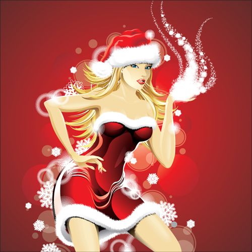 Stylish Christmas party girls design vector set 03 xmas stylish party girls christmas   