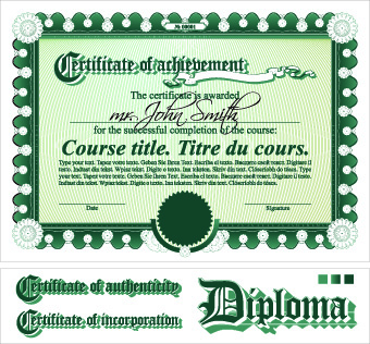 Diploma Certificate design elements vector set 01 element design elements certificate   