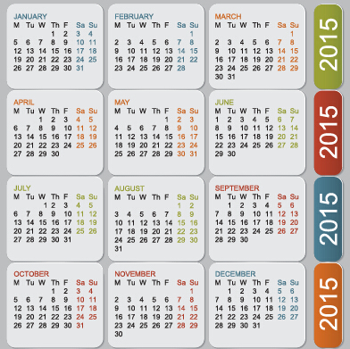 Grid calendar 2015 vector design 01 grid calendar 2015   