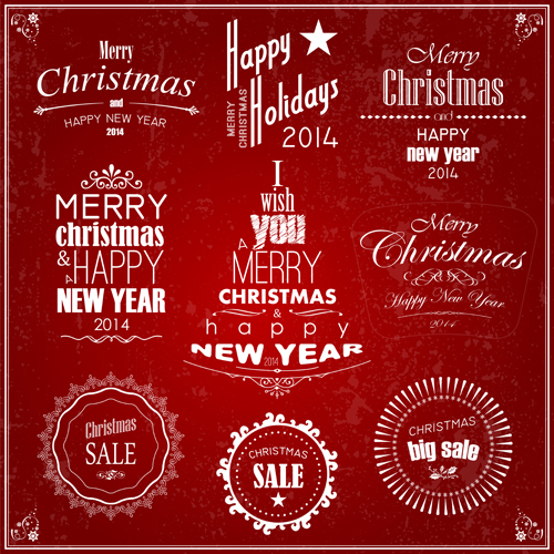 2014 New Year and christmas design elements set vector 02 new year element design elements christmas 2014   