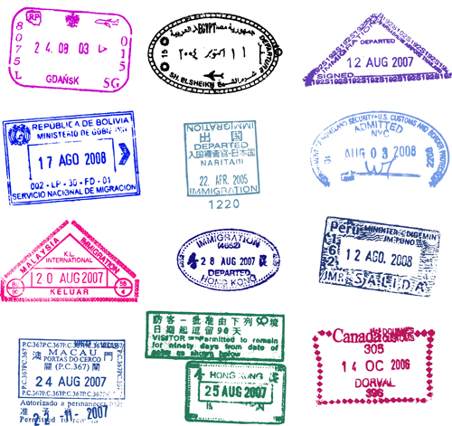Vector Passport stamps design set 03 stamps stamp Sport Passport stamps passport   