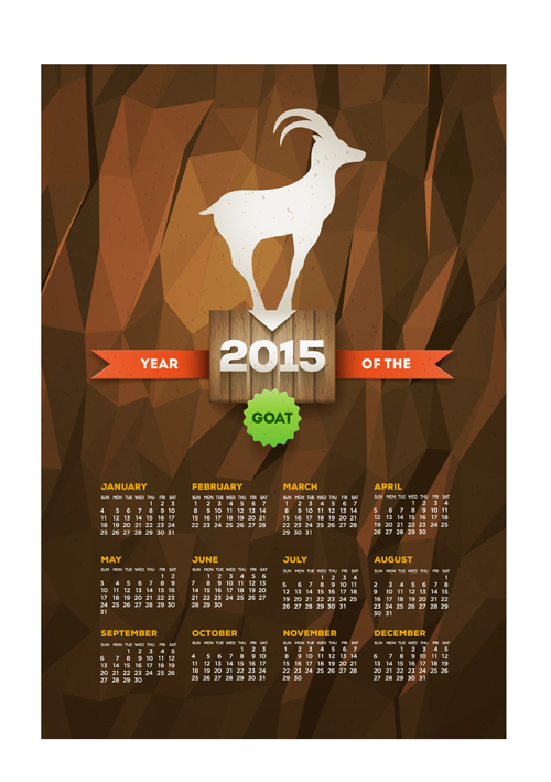 Retro style calendar 2015 graphics vector 02 Retro style Retro font calendar 2015   