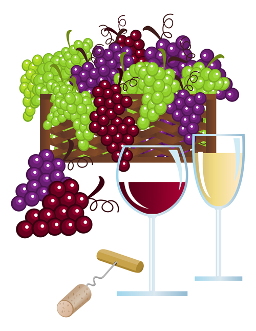 Realistic grapes and wine design vector 03 wine realistic grapes grape   