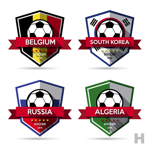 Creative soccer vector labels set 04 Soccer labels creative   