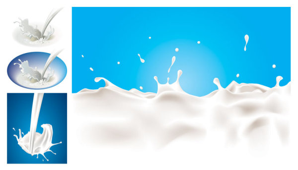 Dynamic milk vector Surging pure pour milk milk splash milk liquid flowers Fall   