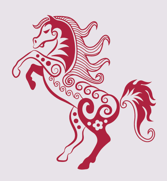 Hand drawn Red Horse Decoration Pattern vector red pattern horse hand drawn decoration   