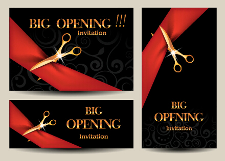 Vector big opening invitation cards set 07 opening invitation cards invitation   