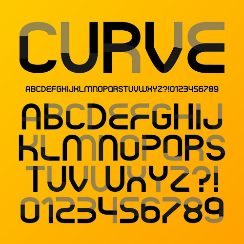 Creative curve alphabet with number vector number curve creative alphabet   