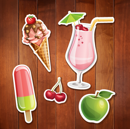 Summer holiday food with wooden background vector 05 wooden summer holiday food background   