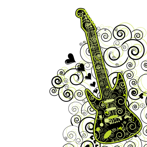 Floral guitar creative vector guitar floral creative   