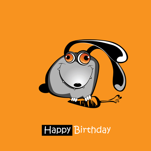 Funny cartoon character with birthday cards set vector 10 funny character cartoon birthday cards birthday   