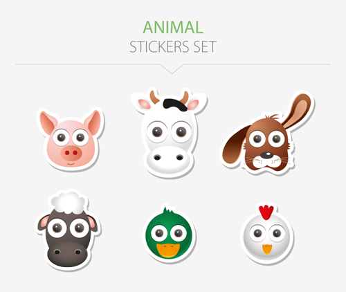 Animal stickers set vector 02 stickers Animal   