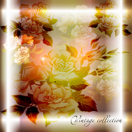 Elements of Vintage background with flowers vector graphics 02 vintage vector graphics flowers flower elements element   