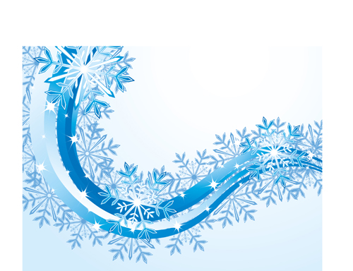 Set of snowflake with waves backgrounds art vector 04 waves wave snowflake snow   