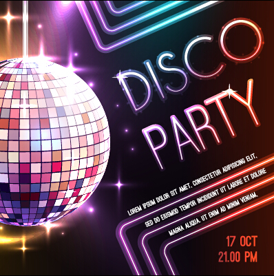 Disco night party neon background vector 03 party night neon disco background   