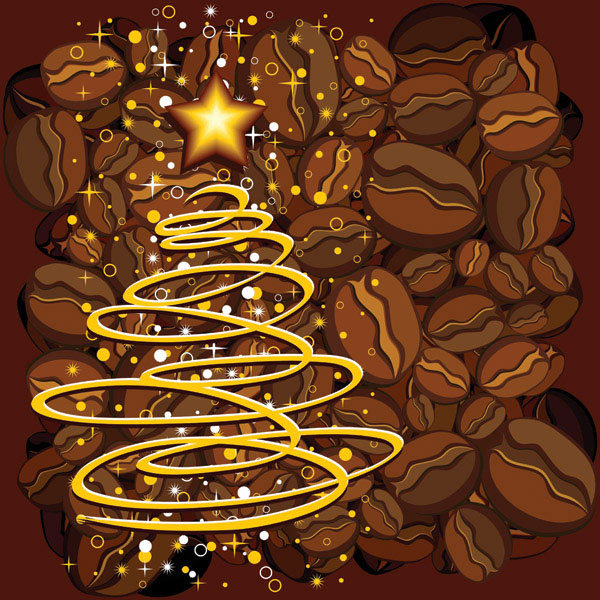 Coffee bean Poster design vector star ring posters Illustration style gorgeous coffee beans   