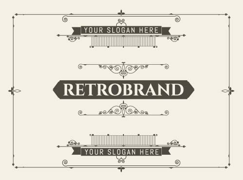 Retro brand card with ornaments frame vector 02 Retro font ornaments frame card brand   