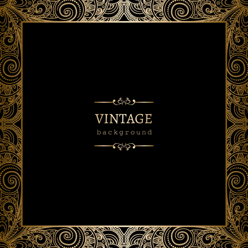 Black with golden vintage background art vector 03 vintage golden black background   