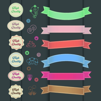 Ribbons with labels Retro Style vector 02 ribbons ribbon Retro style Retro font labels label   