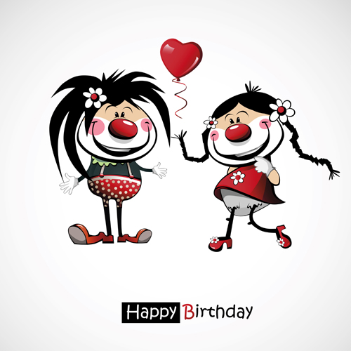 Funny cartoon character with birthday cards set vector 13 funny character cartoon cards birthday cards birthday   