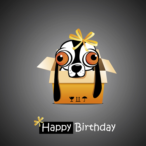 Funny cartoon character with birthday cards set vector 23 funny character cartoon cards birthday cards birthday   