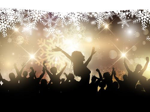 Christmas party background with people silhouetter vector 04 silhouetter people party christmas background   