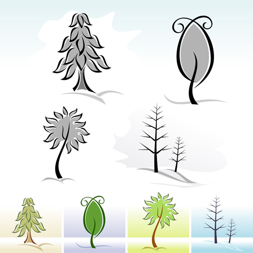 Drawing cute tree vector graphics 07 tree drawing cute   