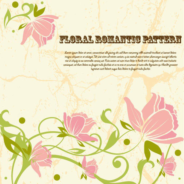 Drawing romantic floral vector background 03 romantic floral drawing   