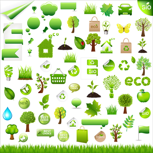 Eco with Bio elements of Stickers and icon vector 01 stickers sticker icon elements element eco bio   