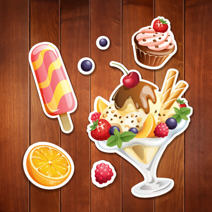 Summer holiday food with wooden background vector 06 wooden summer holiday food background   