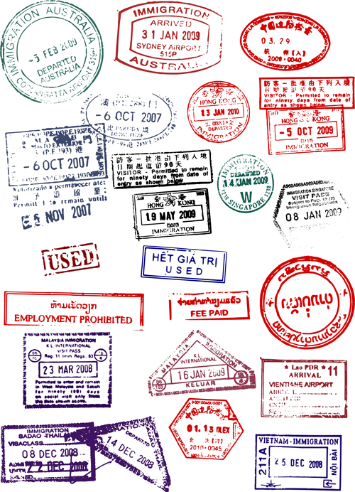Vector Passport stamps design set 02 stamps stamp Passport stamps passport   