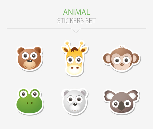 Animal stickers set vector 03 stickers Animal   