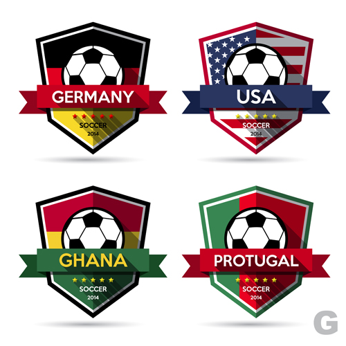 Creative soccer vector labels set 05 Soccer labels creative   