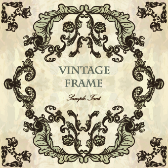 Vintage frame with floral elements vector 03 tag frame floral elements element   
