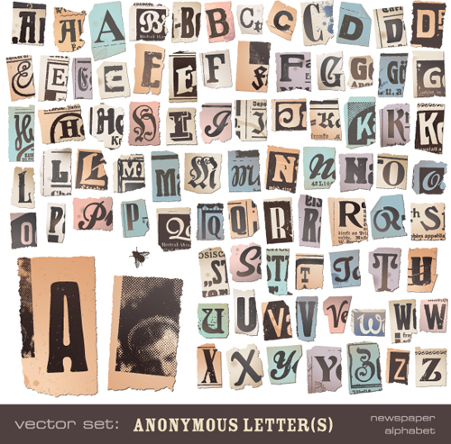 Retro Newspaper alphabet vector graphics 01 vintage Retro font paper newspaper letter   