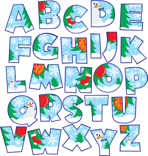 Elements of Creative Xmas Alphabet vector set 04 xmas elements element creative alphabet   