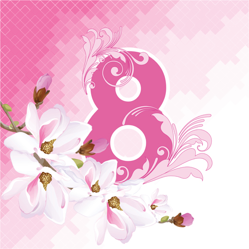 8 March womens day background set 04 vector womens day background 8 March   