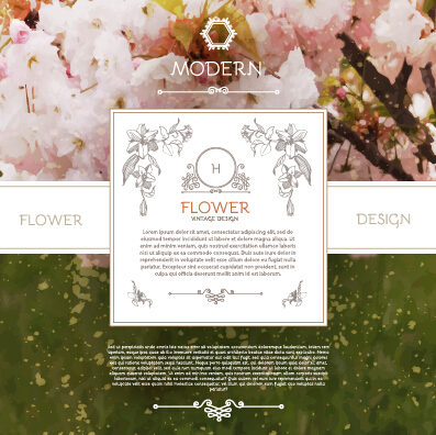 Labels with flower blurs background vector 02 label flower blurs background   