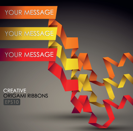 Colorful origami ribbons design vector graphics 02 ribbons ribbon origami colorful   