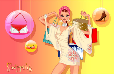 girls shopping set 147 vector Vector figure trend figures shopping bags handbags fashion beautiful beauty bags   
