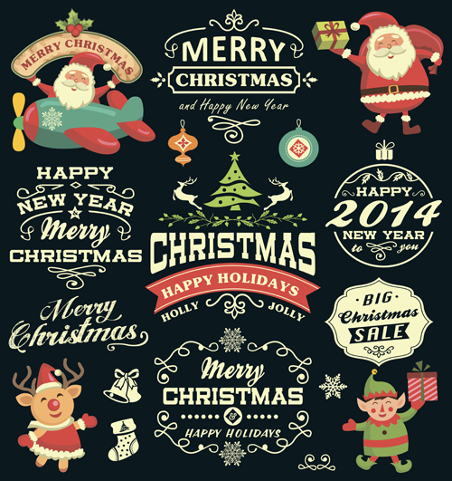 2014 christmas Santa with labels sale elements vector santa labels label elements element christmas 2014   